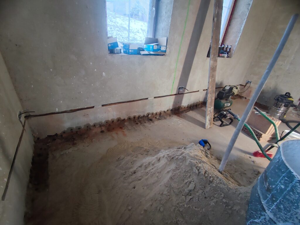 Wypełnianie otworów w murze z pęcherzykami powietrza